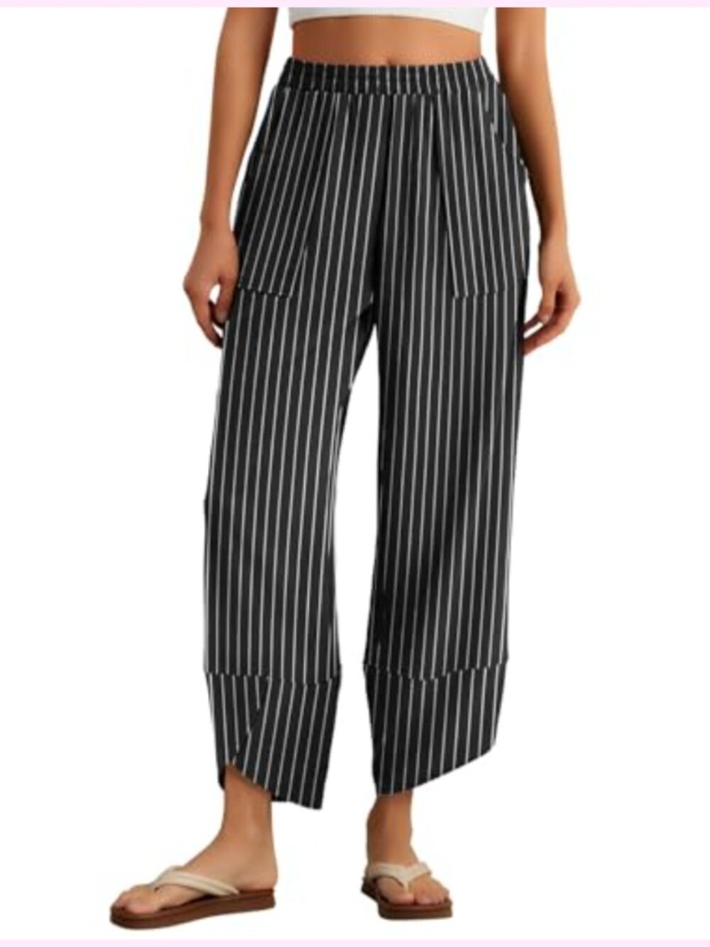 Womens Baggy Wide Leg Palazo Pants Elastic Waist High Rise Rayon Casual Summer